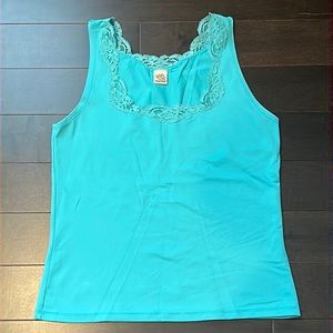 Only Hearts Delicious Scoop-Neck Tank Camisole with Lace sea-foam/aqua sz M